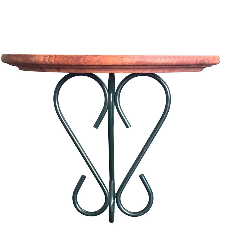Home Interiors Vintage Wood Wall Shelf Wrought Iron Heart Scroll Green